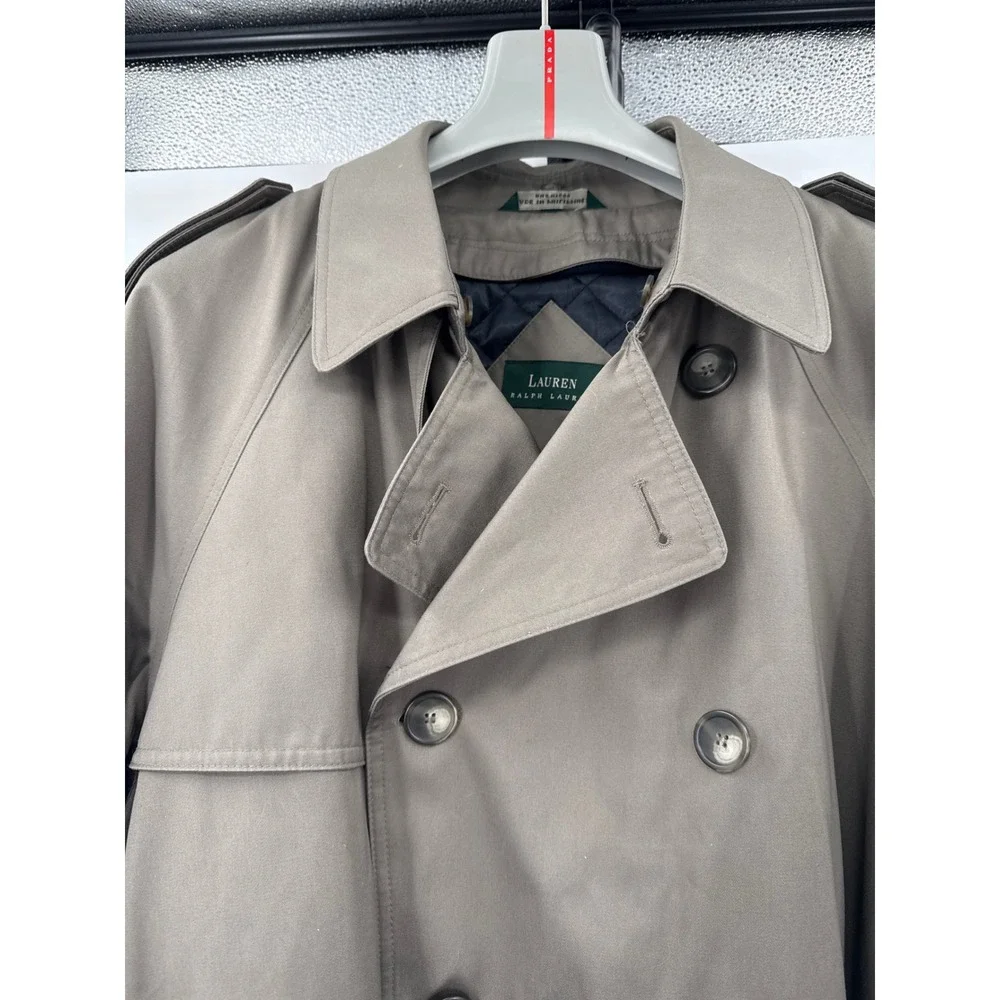 Lauren Ralph Lauren Men Double Breasted Trench Coat Quilted Removable Lining 44S